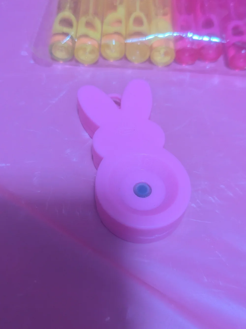 Cute Pink Bunny Socks & Mini Bubble Tubes Set - Pink & Yellow WFree Peep Trinket